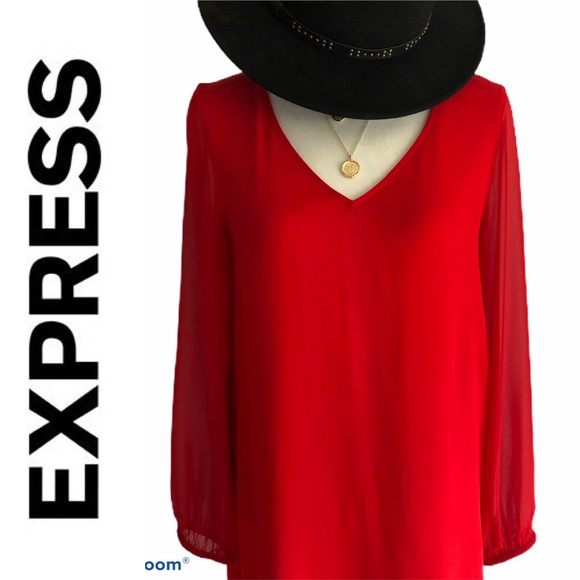 EXPRESS CANDY APPLE RED HIGH LOW A LINE DRESS - Picture 1 of 7